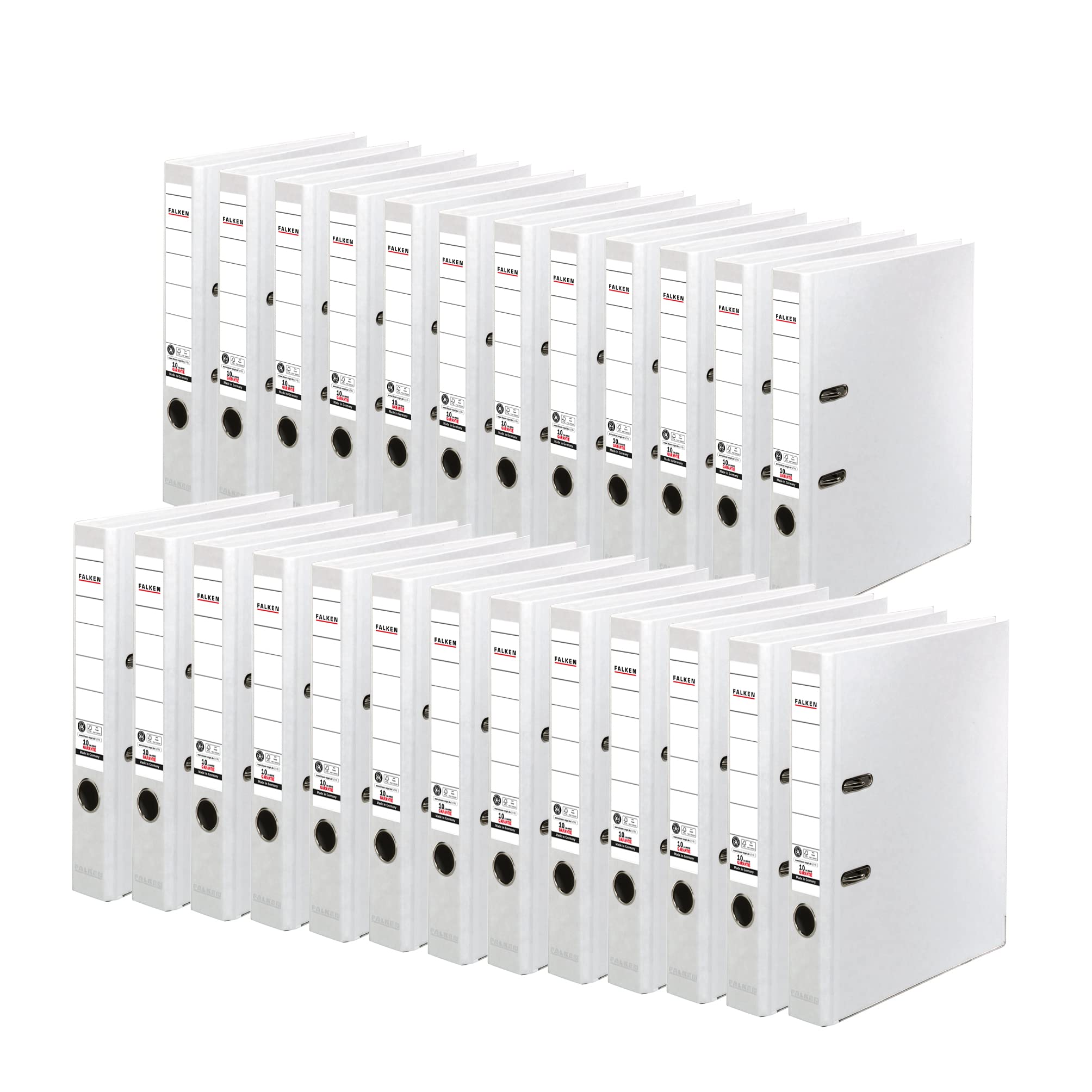 Exacompta - Ref 11286341001F - FALKEN - Recycolor Lever Arch Files - Suitable for A4 Documents, 50mm Spine, Spine Label, Metal Finger Hole - White (Pack of 25)