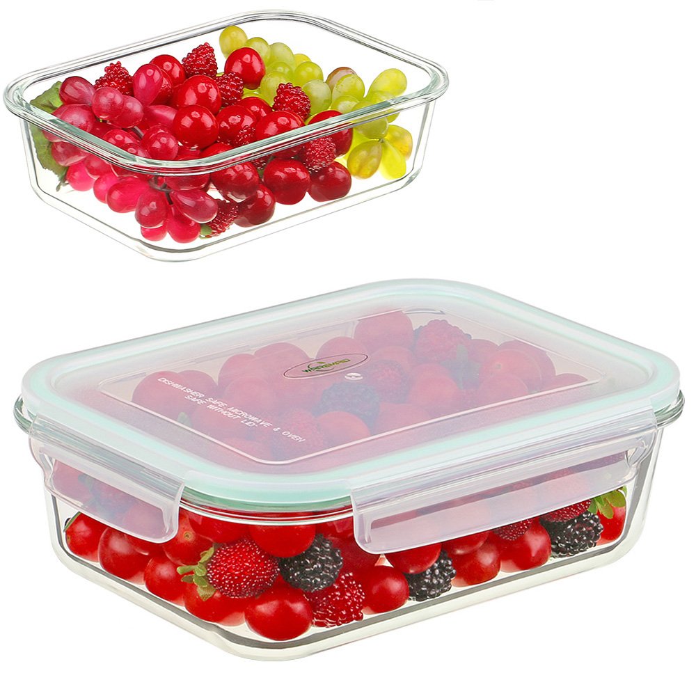 [ 37oz ] Glass Lunch Containers, Microwavable Food Storage