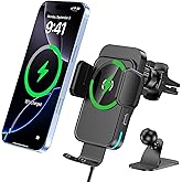 Wireless Car Charger, 15W Fast Charging [Auto Clamping] [Auto Alignment] Phone Holders for Your Car Dashboard Windshield Air Vent Car Accessories for iPhone 17 16 15 14 13 12 Series, Samsung Galaxy