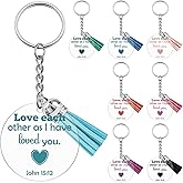 8Pcs Christian Bible Verse Keychains Bulk for Friends Teen Girl Christmas Christian Party Favor Inspirational Spiritual Gifts Religious Faith Based Gift Key Chains Bulk Baptism First Communion Gifts