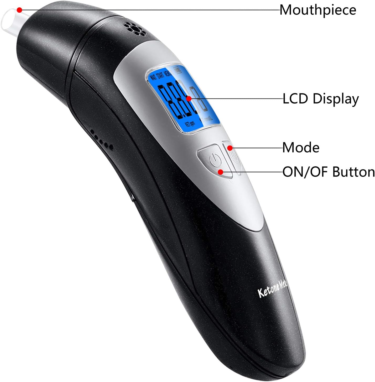 Ketone Breath Analyzer, Ketone Breath Meter Portable Digital Ketone Breath Test Tracing Ketosis Status: Health & Personal Care