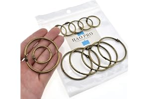 SGH PRO HAO PRO 12 Pack Extra Thick Loose Leaf Binder Rings 2 Size Bronze Metal Ring 1" 2" Inside Width Paper Holder Key Ring Lager Book Rings for Cards Flashcards Curtains Document Stack and Swatches