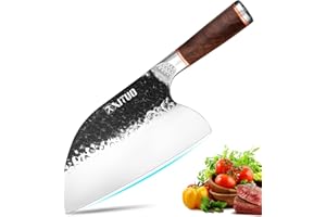 XITUO Hand Forged Bone Cleaver, High Carbon Steel Japanese Butcher Knife Heavy Duty Meat Chopping Chef Kitchen Knife for Home