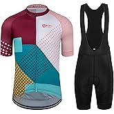 GCRFL Men's Cycling Jersey Set Road Bike Shorts Sleeves Jersey Zipper Pokcet Bib Shorts with Padded, Cycling Clothing kit Men