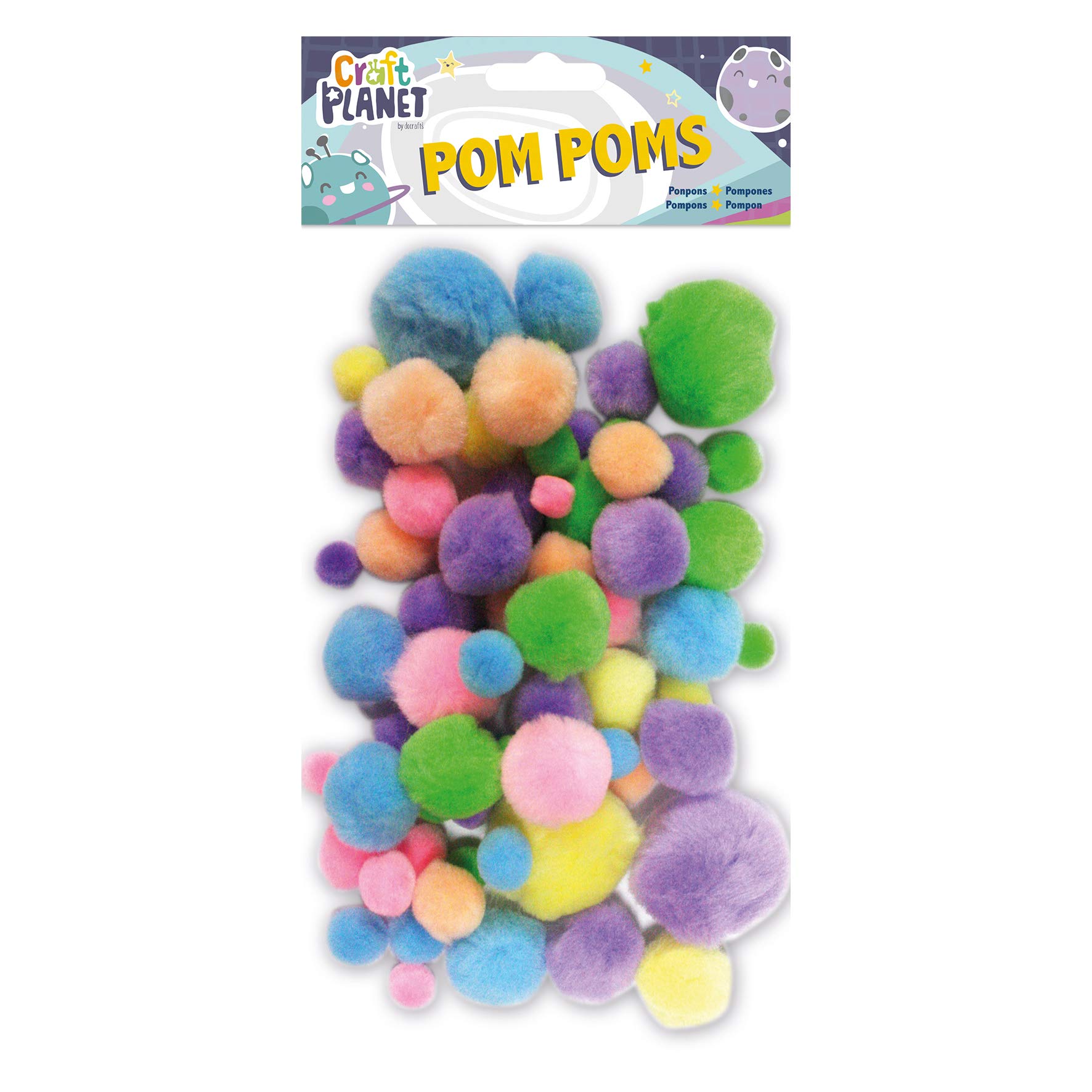 Craft Planet Pom Poms, Pack Of 100 Pastel Assorted Colours, Standard, Loose Fluffy Pompom Balls, DIY Crafting Materials & Supplies, Pompoms Balls For Crafts, Decorations, Christmas, Birthday