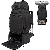 Lizbin Hiking Backpack, 80L Molle Military Tactical Rucksack, Camping Backpack with Shoe Compartment, Lightweight Rucksack for Men, Water Resistant Hiking Daypack Survival Bag Hiking Bag (Black)