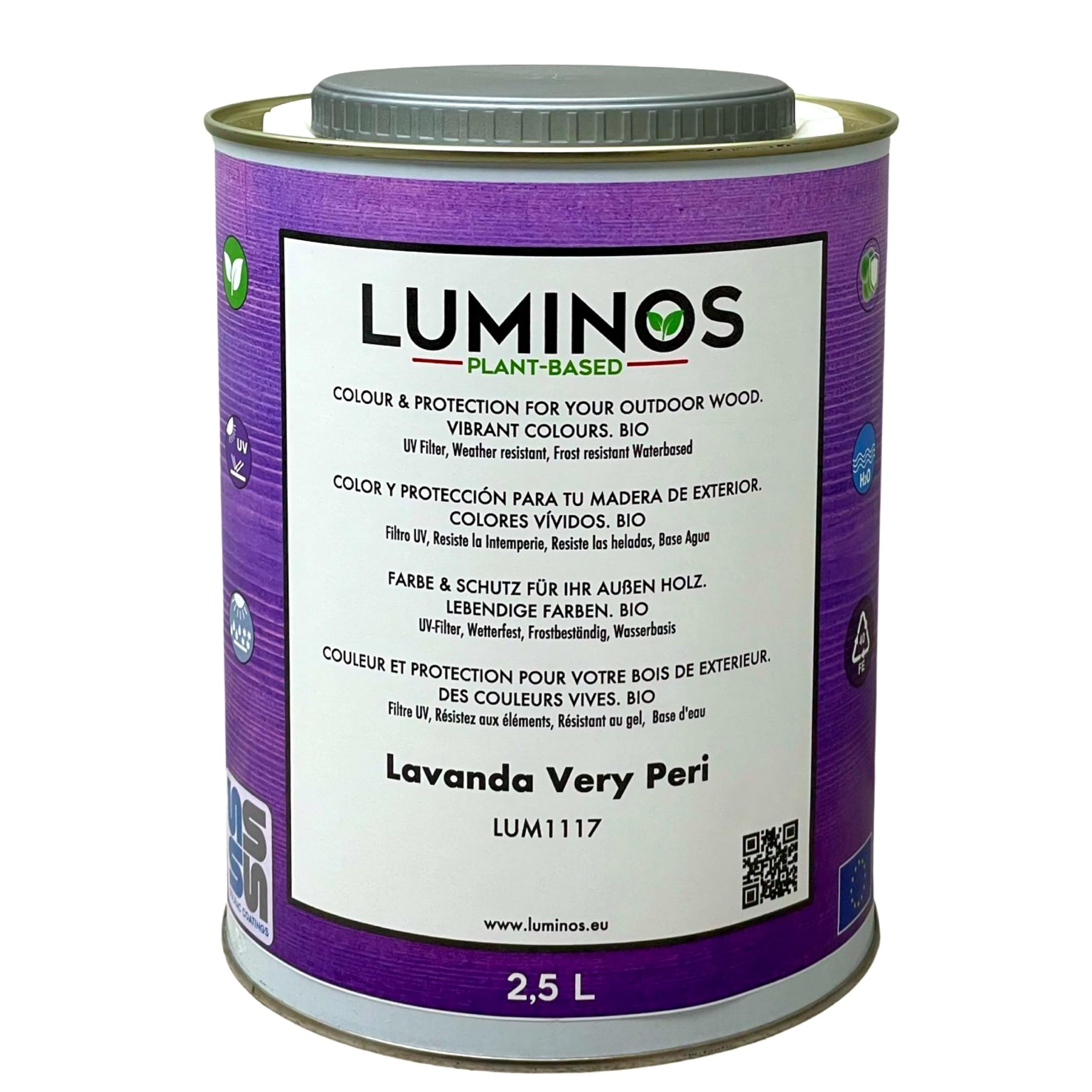 Luminos - LUM1117 - Lavanda Very PERI - Water-Based Wood Stain Protector BIO-Based - Lavanda Violet 2,5L