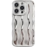 Caseative for iPhone 15 Pro Case, Silver | Water Ripple Pattern Curly Wave Frame Soft