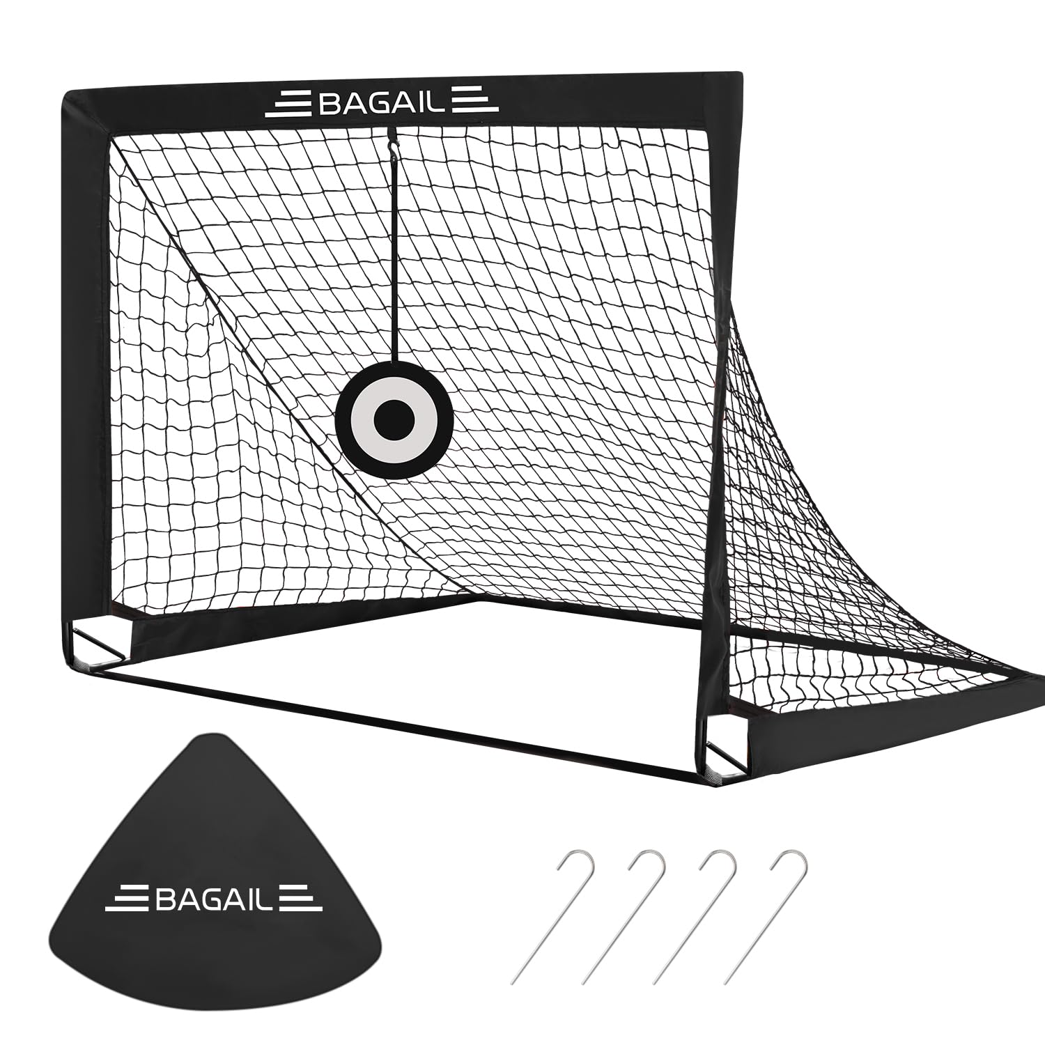 Bagail Football Goal, Pop up Football Net with Target Goal, Ground Pegs and Portable Carry Bag, Easy to Assemble, Ideal for Garden Training and Recreational Matches