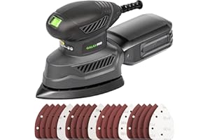 GALAX PRO Detail Sander, 1.1A Powerful Motor, 13000 OPM Compact Electric Sander with 20Pcs Sandpapers and Dust box, Soft Grip