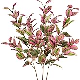 Hollyone 3Pcs Artificial Greenery Stems Faux Branches for Vase Tradescantia Zebrina Fake Leaves Branches 29.5 inch Long Stems Plants Leaf Bushes for Party Wedding Indoor Outdoor Home Decor Pink