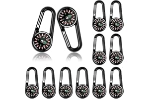 TAIKULA 12 Pcs Mini Compass Keychain for Kids Bulk, Small Pocket Magnetic Compass Survival Hiking for Outdoor Survival Camping Party Backpacking Accessory