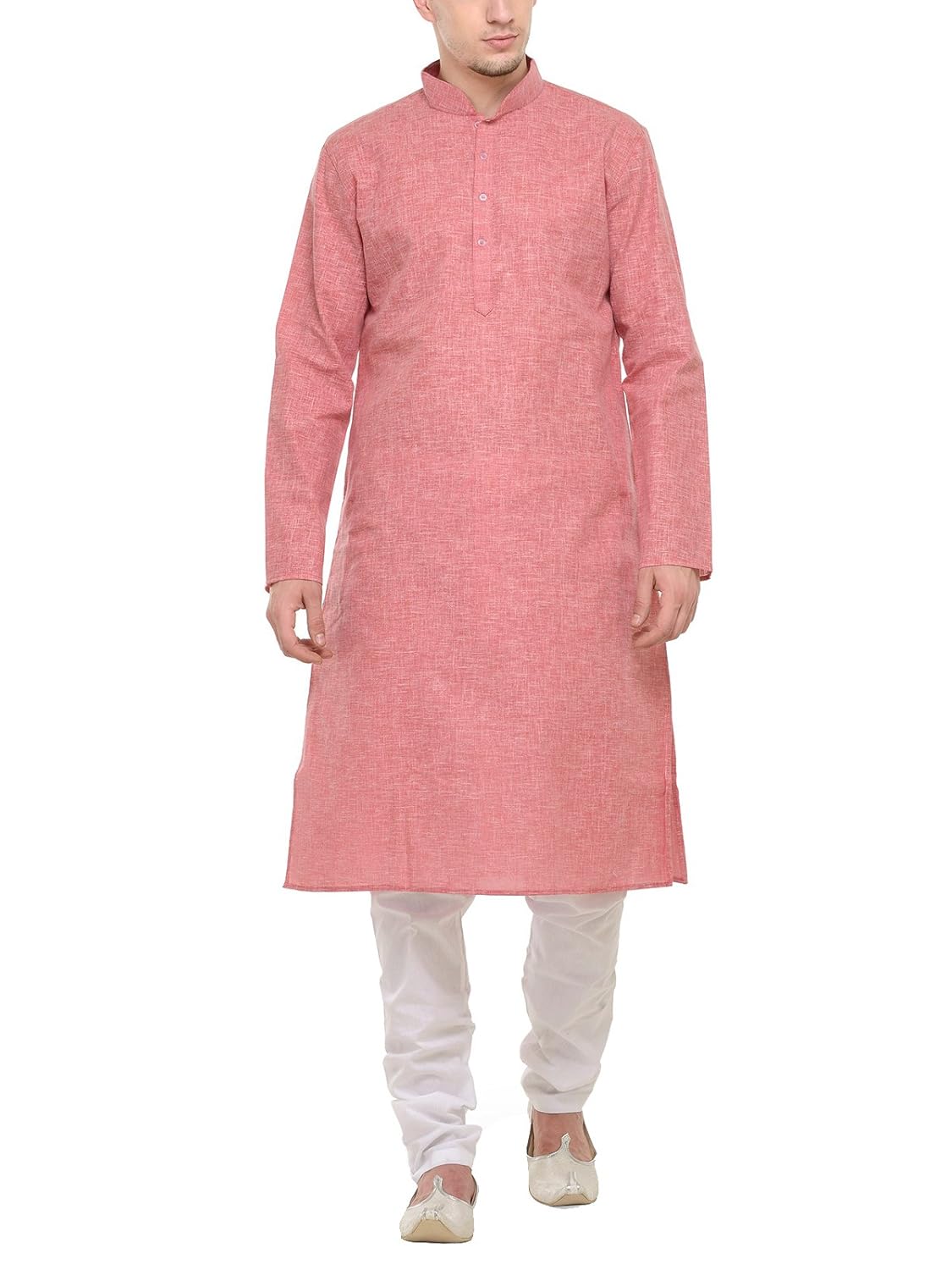 rg designers red & white full sleeves kurta & pyjama set for men