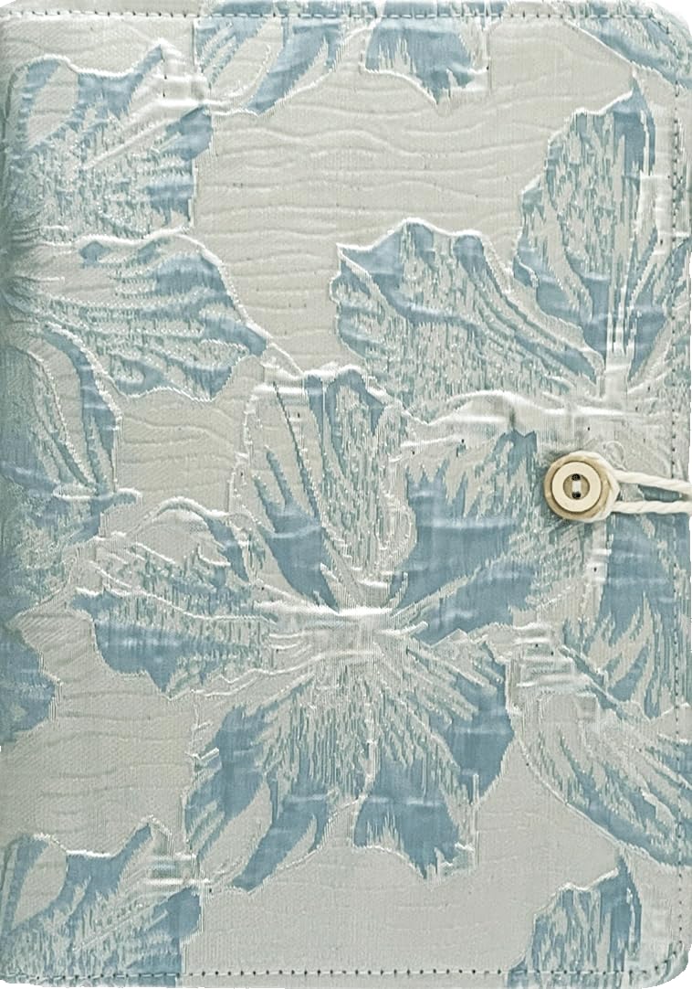 Photo 1 of ipoul Blue Notebook, Refillable Journal, A5 Binder 6 Ring, Ruled Notebook, Lined Paper, Embroidery Fabric Cover, 6"x8", Budget Binder, Planner Binder, Travel Diary, Journal for Women, Lily Flower