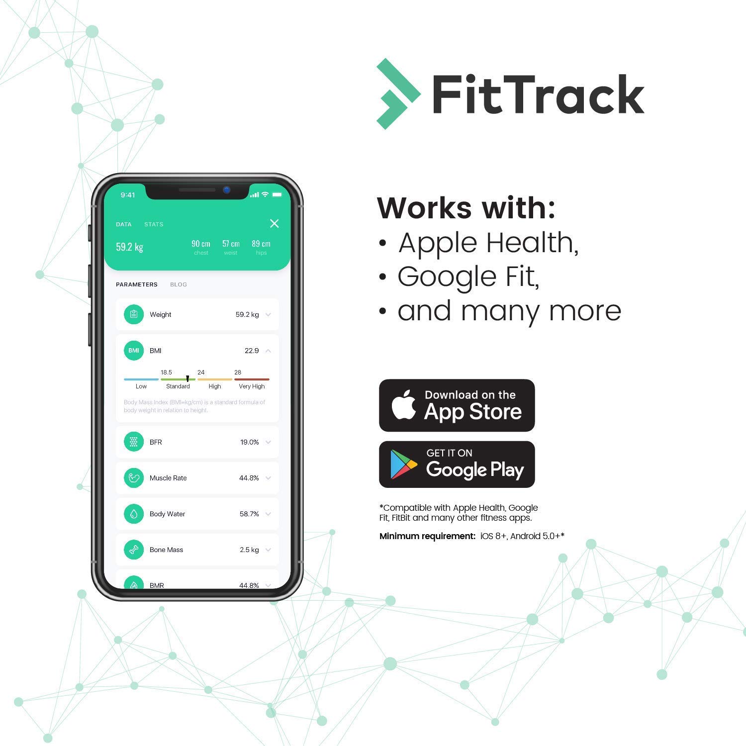 FitTrack Dara Smart BMI Digital Scale - Measure Weight and Body Fat - Most Accurate Bluetooth Glass Bathroom Scale: Health & Personal Care
