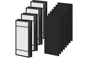 FCFMY 4 Packs HRF-H1 HRF-H2 True HEPA Replacement Filter H Compatible with Honey-Well HPA050 HPA150 HPA060 HPA160 HHT055 HHT155 Air Cleaner Purifier with 8 pcs HRF-B1 Activated Carbon Pre-Filters