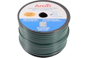 Aniai SPT-2 18/2 Low Voltage Landscape Wire 250FT - 18 Gauge 2 Conductor Stranded Copper Cable for Outdoor Lighting, Direct Burial Waterproof Electrical Wire, Green