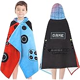 Yzqcckss Hooded Towels for Kids- Ultra Soft 100% Cotton Video Game Gamepad Toddler Hood Bath Towels/Pool Terry Towel Beach Poncho Wrap Absorbent Cute Bath & Swim Wrap for Boys & Girls 3-10 Years