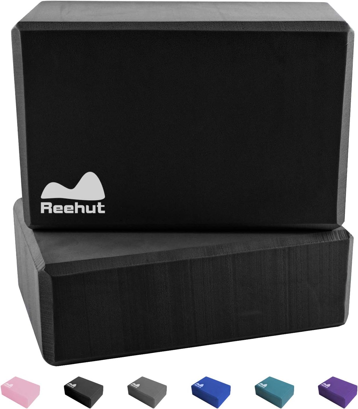 REEHUT Yoga Block (1or 2 pcs) High-Density EVA Foam Block to Support Deepen Poses, Improve Strength Aid Balance Flexibility - Lightweight, Odor Resistant Moisture-Proof