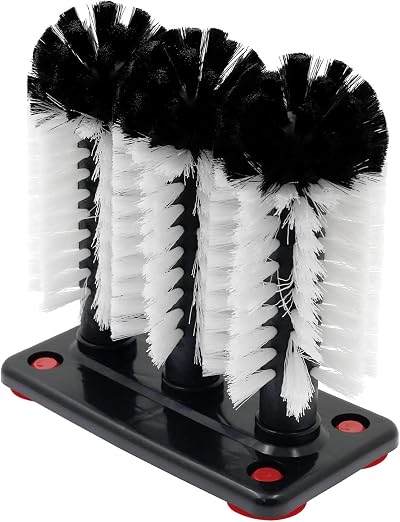 MEETOZ Glass Washer Brush Cleaner with 3 Heads and Suction Base