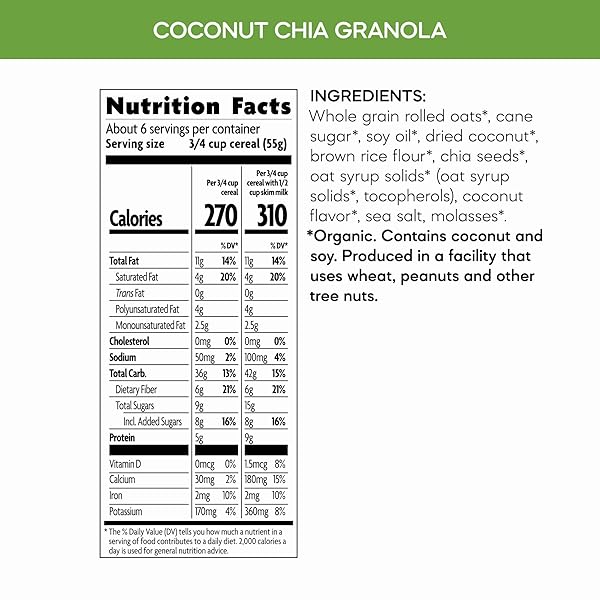 NATURE’S PATH ORGANIC COCONUT CHIA GRANOLA, 12.34 OZ (PACK OF 1), NON-GMO