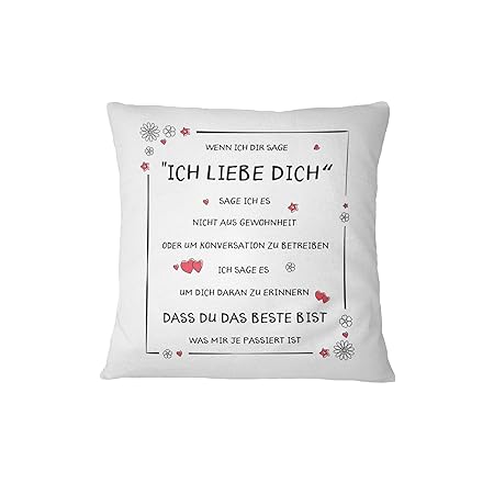 Tassenbrennerei Kissen mit Spruch Ich Liebe Dich - Kissenbezug inklusive Kissen, Dekokissen Geschenk für Freundin, Freund (Ro