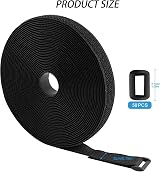 JSUOEO 10M Black Nylon Cable Straps 0.8in Wide Reusable Hook Loop Ties 50 view 2