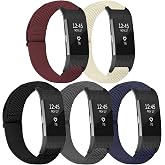 TumpCez Elastic Bands Compatible with Fitbit Charge 2 Band, Adjustable Stretchy Soft Nylon Solo Loop Replacement Strap for Fitbit Charge 2 Women Men