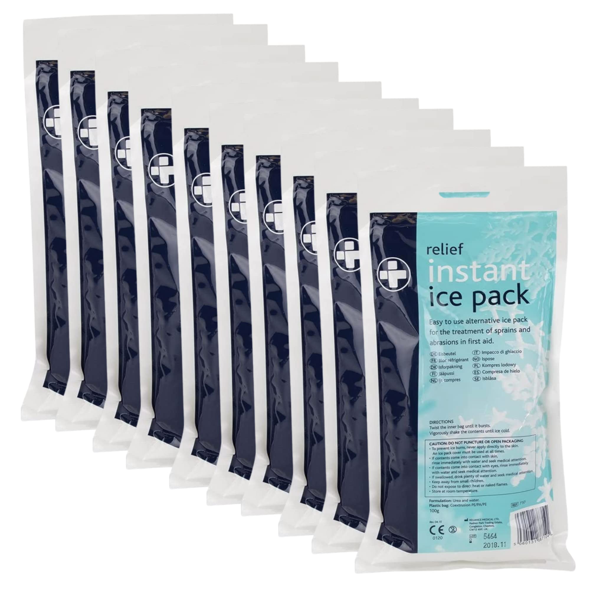 Reliance Medical 200g Relief Instant Ice Pack - Disposable Cold Therapy Ice Packs, Instant Pain Relief for Back, Neck, Ankle, Sprains, Abrasions, Headaches and Toothache (Pack of 10)