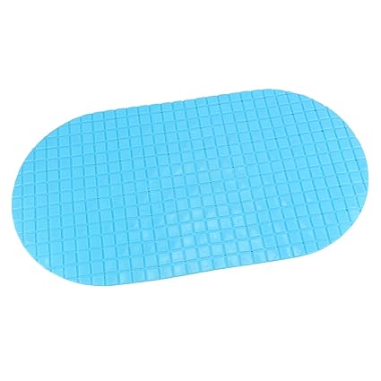 HOKIPO Rectangular Non-Slip Bathroom PVC Shower Mat,1 Piece (Blue)