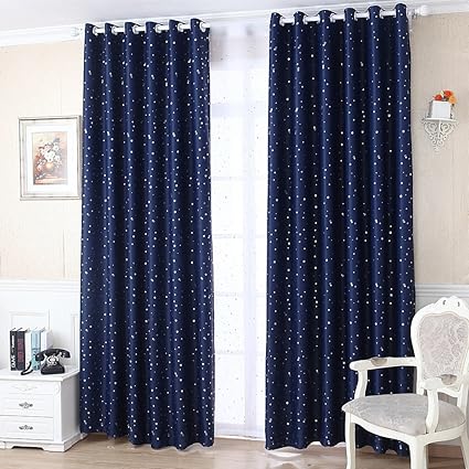 Amazon Com Pureaqu Room Darkening Blackout Curtains Silver Star