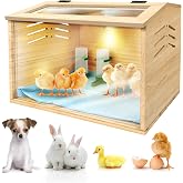 Chicken Brooder Box for Chicks &amp; Quail with 3 Absorbent Pads, Feeder and Waterer - Adjustable Temperature Control Brooding Box for Small Chicken Coop &amp; Quail Cage (15.7x12x12 Inches) 