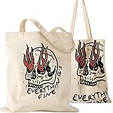 Miss Adola Aesthetic Canvas Tote Bag for Women - Sturdy Cloth Cotton Totes Bag with Pattern Shoulder Bag