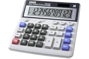 Calculator, ONXE Standard Function Electronics Desktop Calculators, Solar and Battery Dual Power, Big Button 12 Digit Large L