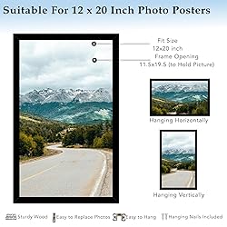 QOTIB Wood 12x20 Picture Frame Black for Wall