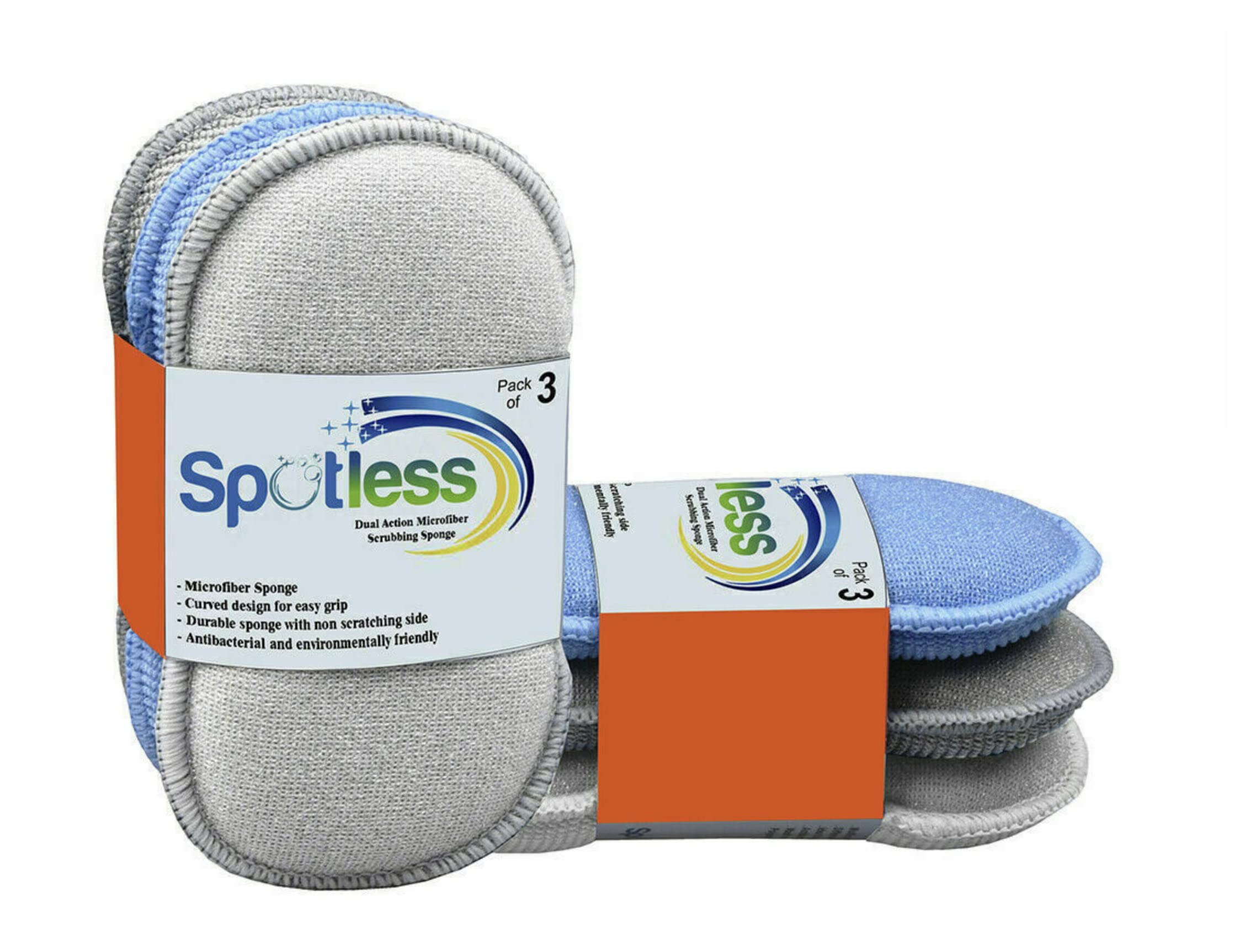 Antibacterial Microfiber Dual Action Scrubbing Sponge,Bath and Kitchen,Multipurpose Cleaning Pads with Non Scratch and Odour Free Technology,Pack of 6