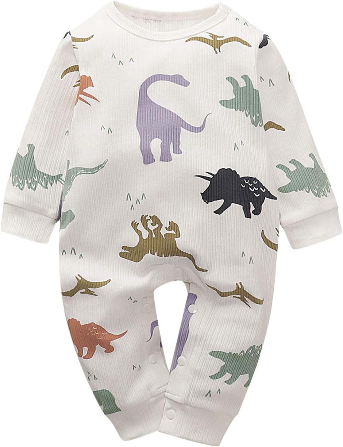Lefyira Toddler Baby Boys Dinosaur Rompers Jumpsuit Knit Sweater Bodysuit Pajamas Footless Sleepwear Fall Winter Coverall