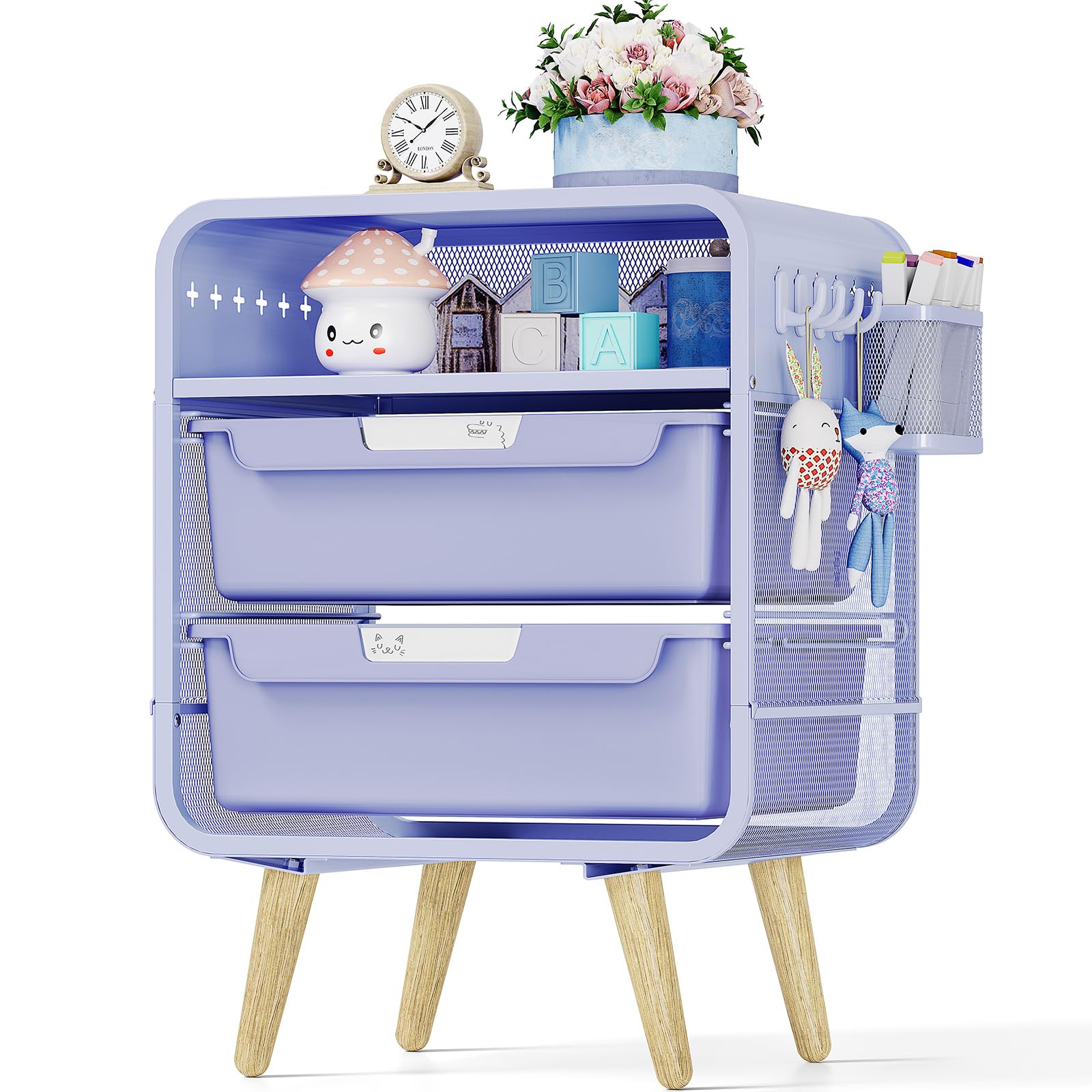 Photo 1 of SYKIARIOL Kids Nightstand,Side Table,Blue Nightstand,Small Table for Girls Bedroom,Cute End Table with Storage Drawer