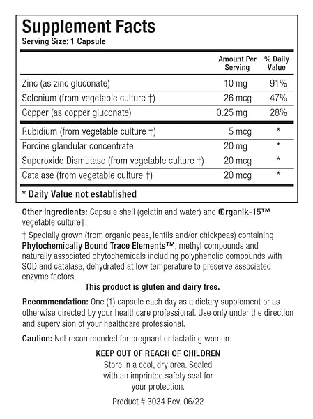 BIOTICS RESEARCH GTA FORTE II™ SELENIUM SUPPLEMENT WITH ZINC, COPPER, PORCINE GLANDULAR & RUBIDIUM, ENDOCRINE GLANDS SUPPORT, OPTIMAL HORMONAL BALANCE, PHYTOCHEMICALLY BOUND TRACE ELEMENTS 90 CAPSULES