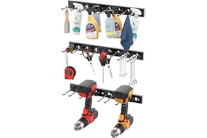 CCCEI 3 Modular Pegboard Strip Storage, Metal Peg Slat Wall Mount for Garage, Basement, Garden, Laundry Room Organization. Flexible Tool Organizer for Rake, Shovels, Crafting. Gifts for Men, Black.