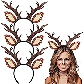 Yssreey 4 Pack Deer Antler Headbands Deer Costume Women's Fawn Horn Headband Reindeer Headband with Antler Ears Animal Cosplay Costume for Halloween Christmas Party Favors