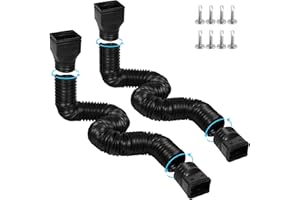 plusgutter 11.5ft Long Gutter Downspout Extensions Flexible, Drain Downspout Extender, Down Spout Drain Extender, Gutter Connector Rainwater Drainage, Extendable from 2.6ft to 11.5ft(2Pack, Black)