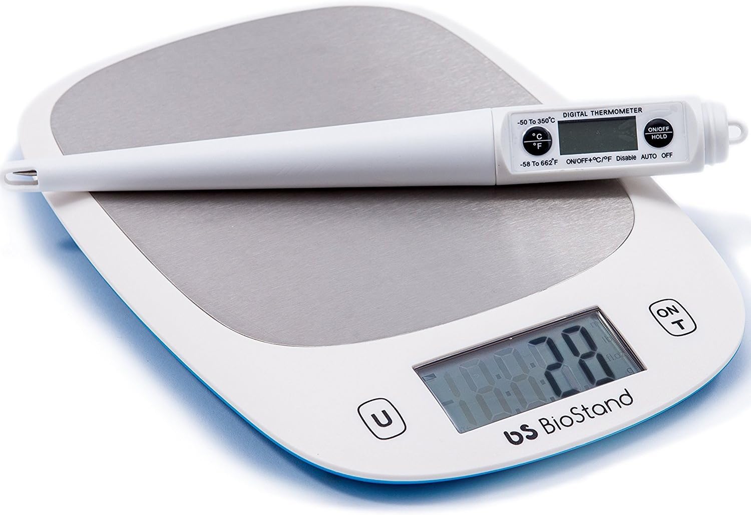 Premium Quality Kitchen Digital Food Scale PLUS a Meat Thermometer from Biostand