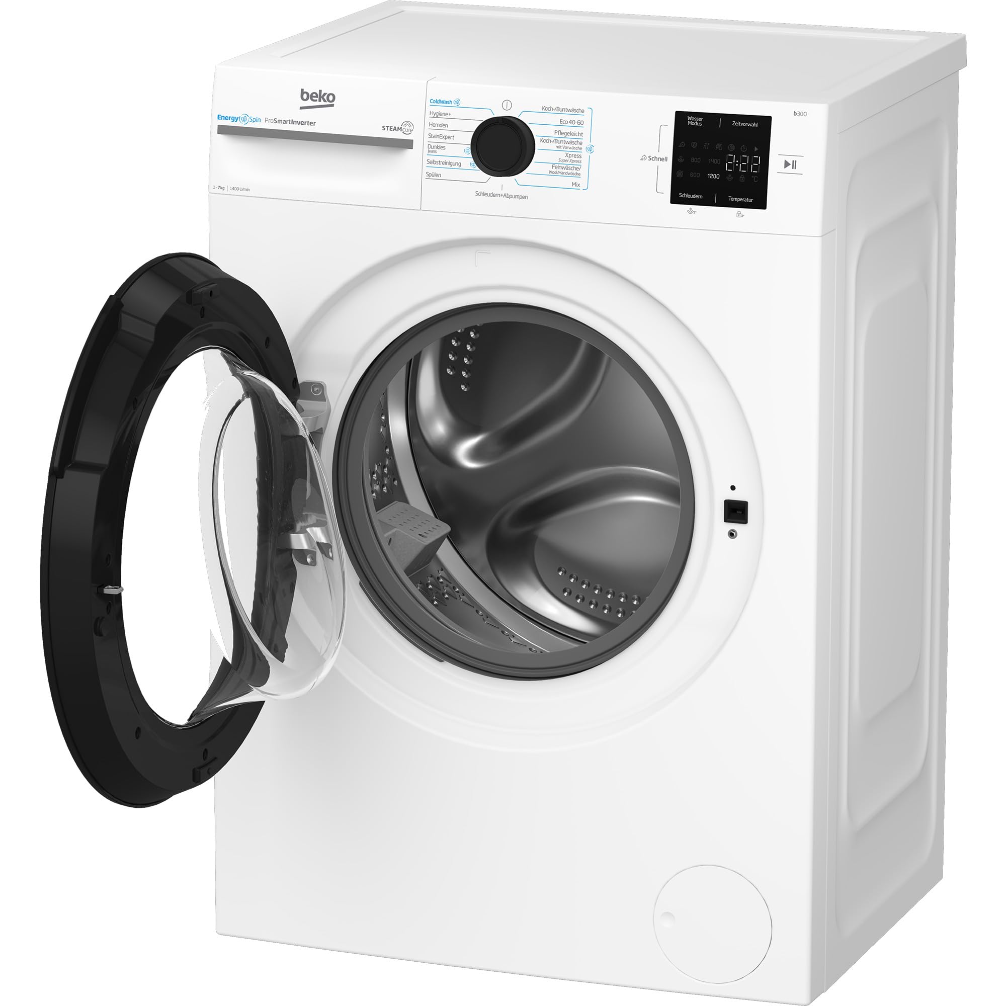 Beko BM3WFU3741X freistehende Waschmaschine, Waschvollautomat, 7 kg, EnergySpin, Schleuderwahl 1400 U/min, Dampffunktion, Hygiene+ allergikergeeignet, Coldwash Wasser-& Zeitersparnis, Weiß 4