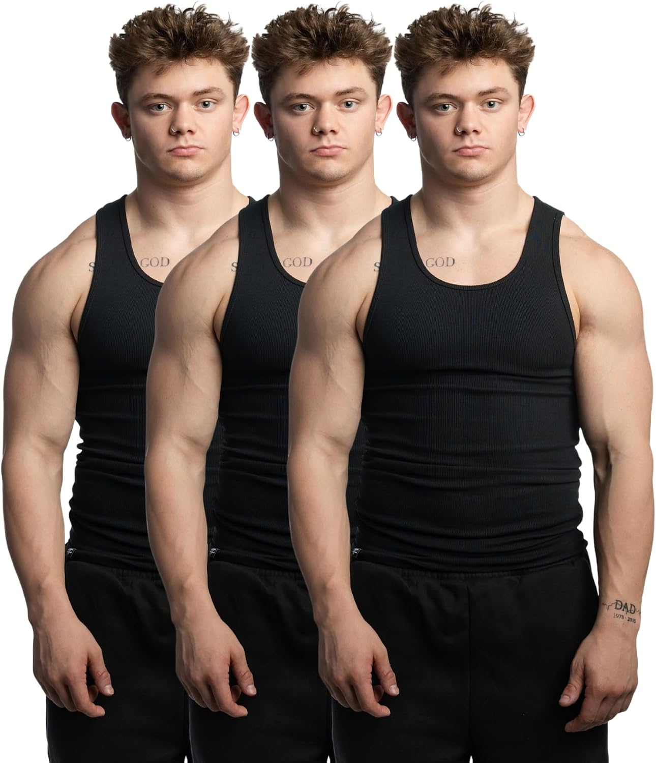 Ekkovision Lifestyle Beaters, Men's Tank Tops, Cotton Spandex Tanks for Men, Regular Fit, Ribbed Fabric product image 4