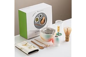 Matcha Whisk Set with Matcha Bowl, 8 pcs Matcha Kit, Ceramic Matcha Bowl, Whisk and Holder, Bamboo Scoop, Tea Scoop, Sifter, 
