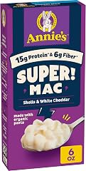 Annie's Protein Super! Mac Organic Pasta Shells and White Cheddar, 6 oz | Organic Pasta, Great for Lunch, Dinner, or a Side D