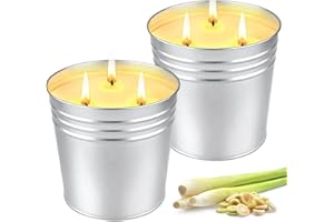 AOTTOM Citronella Candles Outdoor & Indoor - Large 2 x 17oz 3-Wick Natural Soy Candle for Home Patio, 200 Hours Long Lasting Burn Outside Candles for Garden Yard Balcony, Summer Camping