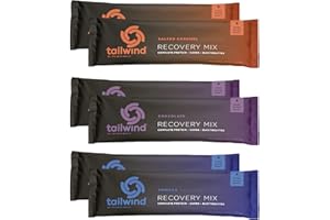 Tailwind Nutrition Grab-and-Go Recovery Mix Single-Serving Assortment, 2 Chocolate, 2 Vanilla, and 2 Salted Caramel Flavors, 6-Pack Sports Recovery Stick Packs
