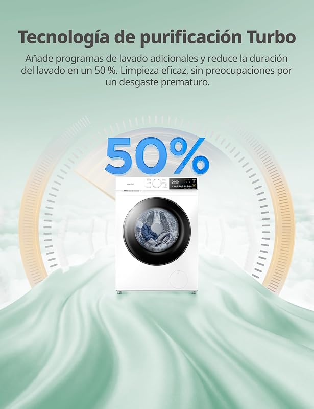 Máquina de lavar 10kg, Classe A-30%, 14 programas, 1400 RPM, Lavagem inteligente controlada remotamente, depilação de animais de estimação, Perfume+, White-CF10EWP07W